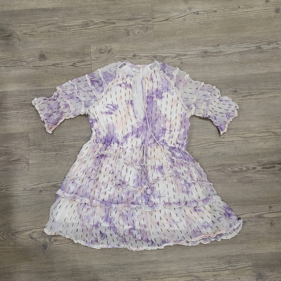 HEMANT & NANDITA Mini Purple Ruffle Dress Size Small - Picture 2 of 11